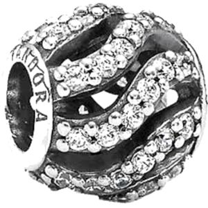 Pandora sterling silver bracelet charm with clear cubic zirconia